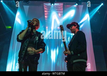 August 27, 2019, Madison, Wisconsin, U.S: SARAH BARTHEL and JOSH CARTER of Phantogram at The Sylvee in Madison, Wisconsin (Credit Image: © Daniel DeSlover/ZUMA Wire) Stock Photo