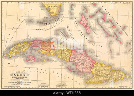 Map of Cuba 1897 circa time of Spanish-American War and Cuban independence Stock Photo