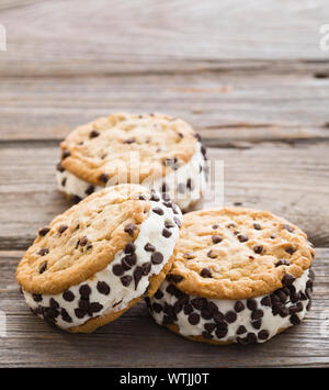 Ice cream sandwiches on wood Stock Photo - Alamy