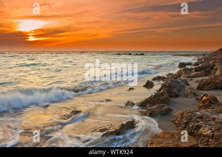 time exposure of waves at venice beach on gulf of mexico Stock Photo