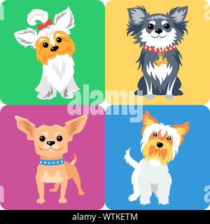 set dog icon flat design Stock Vector