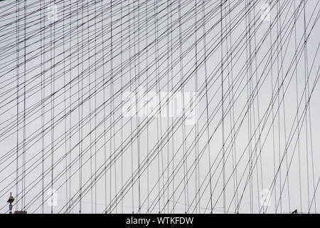 Full Frame Shot Of Cables On Brooklyn Bridge