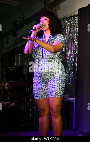 London, UK. 11th Sep, 2019. Mahalia, British singer songwriter, who's supported Ed Sheeran, Laura Mvula, and Tom Odell, performs live in store to promote her new album Love & Compromise, at Rough Trade East London, UK - 11 September 2019 Credit: Nils Jorgensen/Alamy Live News Stock Photo