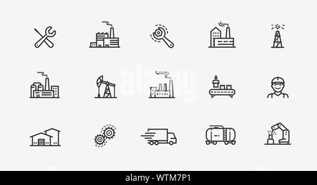 Industry icon set. Factory, manufacturing symbol. Vector illustration Stock Vector