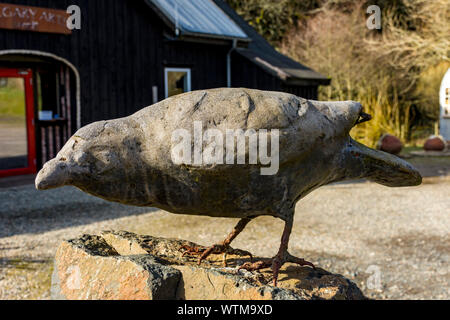 Bird sculpture at the Calgary Art in Nature visitor centre, Calgary Bay, Isle of Mull, Scotland, UK Stock Photo