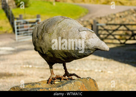 Bird sculpture at the Calgary Art in Nature visitor centre, Calgary Bay, Isle of Mull, Scotland, UK Stock Photo