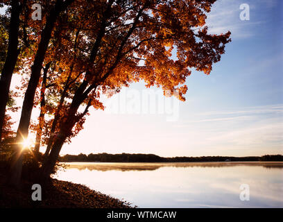 New England lake sunrise Stock Photo