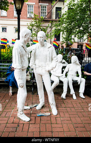 June 10th, 2018: Gay Liberation Monument, Christopher Park, Greenwich Village, Manhattan, New York City, New York, United States Stock Photo