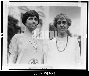 Mrs. Calvin Coolidge and Mrs. Charles Gates Dawes, half-length portraits, standing Stock Photo