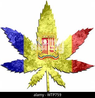 Weed plant in the flag colors of andora Stock Photo
