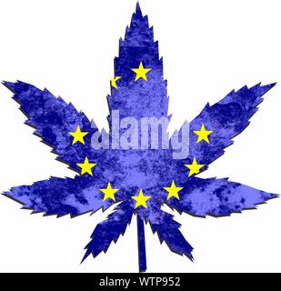 Weed plant in the flag colors of EU Stock Photo