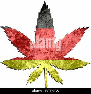 Weed plant in the flag colors of Germany Stock Photo