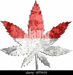 Weed plant in the flag colors of indonesia Stock Photo