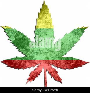 Weed plant in the flag colors of Lithuania Stock Photo