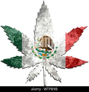 Weed plant in the flag colors of Mexico Stock Photo