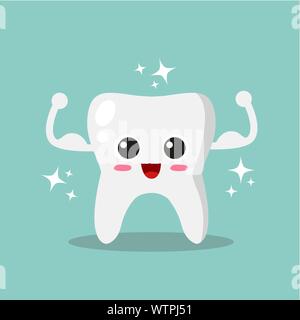 Cute, strong and happy tooth. Vector illustration Stock Vector