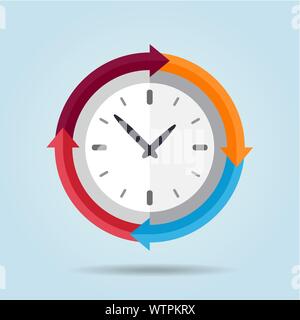 Clock arrow circle infographic. Time concept. Vector illustration Stock Vector