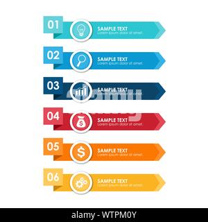 Isolated infographics arrow set with business icons. Vector Illustration Stock Vector