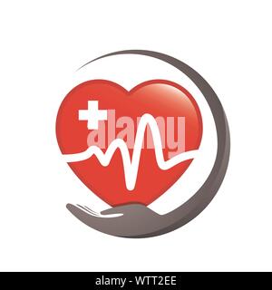 Medical pharmacy Heart Healthcare logo vector graphic design Stock Vector