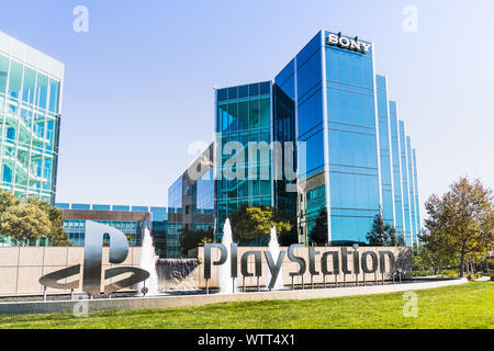 Sep 9, 2019 San Mateo / CA / USA - Sony Interactive Entertainment (SIE) offices in Silicon Valley; SIE Inc, part of Sony Corporation, handles the  har Stock Photo