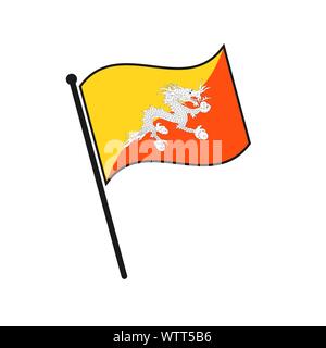 Simple flag Bhutan icon isolated on white background Stock Vector