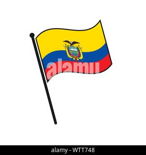 Simple flag Ecuador icon isolated on white background Stock Vector