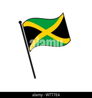 Simple flag Jamaica icon isolated on white background Stock Vector