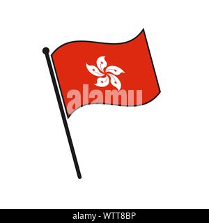 Simple flag Hong Kong icon isolated on white background Stock Vector