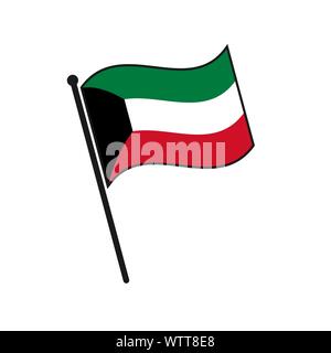 Simple flag Kuwait icon isolated on white background Stock Vector