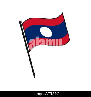 Simple flag Laos icon isolated on white background Stock Vector