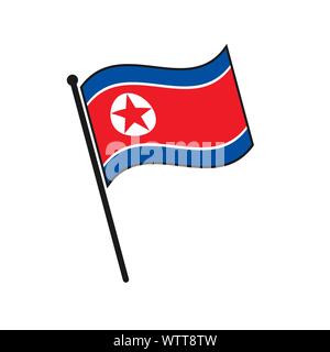 Simple flag North Korea icon isolated on white background Stock Vector