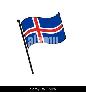 Simple flag Iceland icon isolated on white background Stock Vector