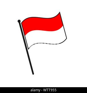 Simple flag Indonesia icon isolated on white background Stock Vector
