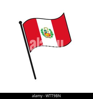 Simple flag Peru icon isolated on white background Stock Vector
