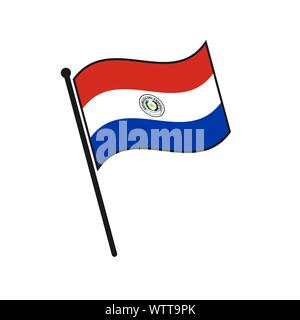 Simple flag Paraguay icon isolated on white background Stock Vector