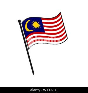 Simple flag Malaysia icon isolated on white background Stock Vector
