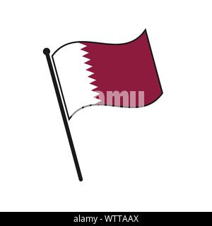 Simple flag Qatar icon isolated on white background Stock Vector