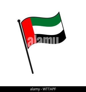Simple flag United Arab Emirates icon isolated on white background Stock Vector