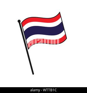 Simple flag Thailand icon isolated on white background Stock Vector
