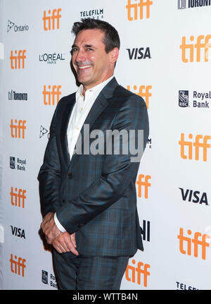 Toronto, Canada. 11th Sep, 2019. Actor Jon Hamm poses for photos before the world premiere of the film 'Lucy in the Sky' at Princess of Wales Theatre during the 2019 Toronto International Film Festival (TIFF) in Toronto, Canada, Sept. 11, 2019. Credit: Zou Zheng/Xinhua Stock Photo