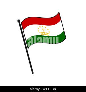 Simple flag Tajikistan icon isolated on white background Stock Vector