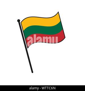 Simple flag Lithuania icon isolated on white background Stock Vector