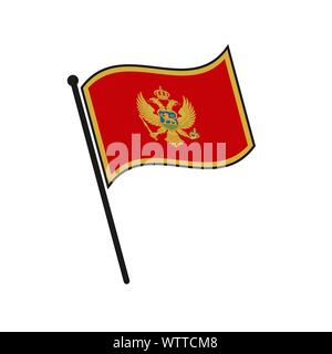 Simple flag Montenegro icon isolated on white background Stock Vector