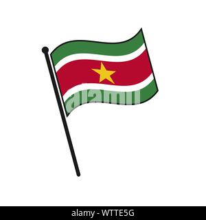 Simple flag Suriname icon isolated on white background Stock Vector