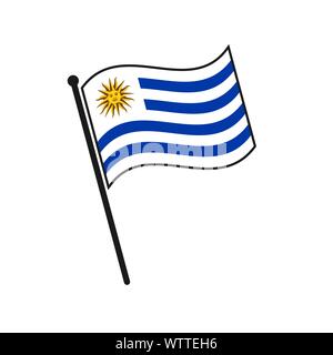 Simple flag Uruguay icon isolated on white background Stock Vector