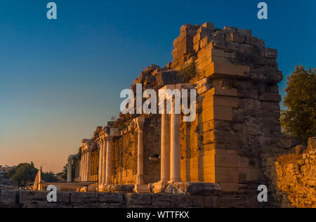 Ancient ruins in Side (Turkey) at sunset Stock Photo