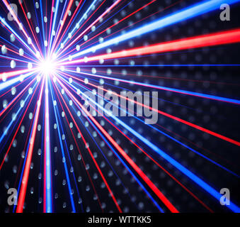 Blue and red laser beam light effects on black background Stock Photo