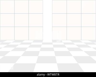 Vector white background. Checkered perspective floor Stock Vector