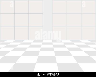 Vector white background. Checkered perspective floor Stock Vector