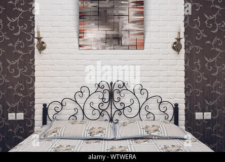 The interior of modern bedroom with painting Stock Photo